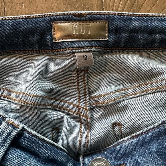 KUT from the Kloth Reese High-Rise Fab AB Ankle Straight Raw Hem Jeans size 10 - Picture 7 of 13